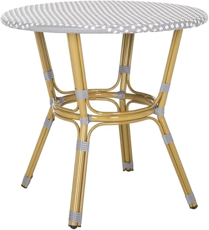 SAFAVIEH PAT4012A Outdoor Collection Sidford Navy and White Rattan Bistro Table