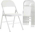 4 Pack White Folding Chairs with Padded Cushion and Back, Portable Heavy Duty Metal Frame Commercial Seat, Foldable Indoor Outdoor Chairs with 330-LBS Capacity for Office Party Events Kitchen Wedding