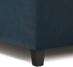 SIMPLIHOME Harrison 36 inch Wide Traditional Square Coffee Table Storage Ottoman in Distressed Dark Blue Vegan Faux Leather, Assembled, For the Living Room and Bedroom