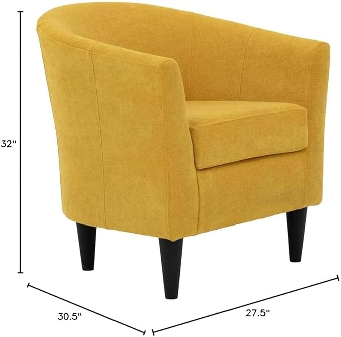 Pemberly Row 17.5" Traditional Polyester Fabric Club Chair in Yellow