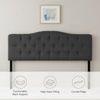 Naomi Home Cassandra Queen Tufted Headboard, Upholstered in Durable Linen Fabric – Premium Foam Cushioning, Adjustable Height, Floating Wall or Bed Frame Mount, Compatible with Adjustable Beds