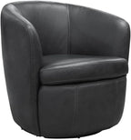 Pemberly Row Vintage Slate All Italian Leather Swivel Club Chair