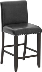 COSTWAY Bar Stools Set of 2, 25.5” PVC Leather Armless Counter Height Chair with Back, Kitchen Island Breakfast Chair for Dining Room, Party Room & Restaurant (2, Black)