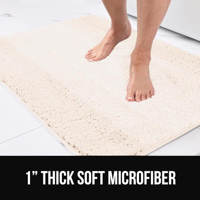 GORILLA GRIP Ultra Soft Plush Bathroom Rugs with Textured Rubber Backing, Absorbent Quick Dry Bath Mat, Machine Washable Shower Mats, Home Décor Accessories Bathmat Rug Essentials, 30 x 18 Ivory