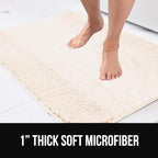 GORILLA GRIP Ultra Soft Plush Bathroom Rugs with Textured Rubber Backing, Absorbent Quick Dry Bath Mat, Machine Washable Shower Mats, Home Décor Accessories Bathmat Rug Essentials, 30 x 18 Ivory