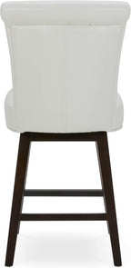 CHITA 26 Inch Counter Height Swivel Bar Stools Set of 2, FSC Certified Modern Upholstered Faux Leather Swivel Barstool Chair with Back, White