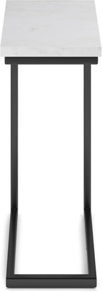 SIMPLIHOME Skyler 18-inch Wide Metal Table in White/Black, C-Shaped Industrial-Style Side Table with Genuine Marble Top for Living Room, Bedroom, or Home Office