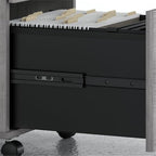 Pemberly Row Engineered Wood 72W Office Desk with Hutch and File Cabinet in Gray