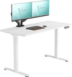 Dual Motor Electric Standing Desk with One Piece Desktop, 48 x 24 Inch Adjustable Height Sit to Stand Up Desk for Home Office, Work & Study, White Frame & White Desktop (2 Packages)