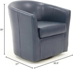 Pemberly Row 19" H Traditional Faux Leather Swivel Club Chair in Blue