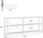 Tribesigns 70.9-Inch Extra Long Console Table, 3-Tier Industrial Sofa Table with Metal Frame, Modern Behind Couch Table with Storage Shelves for Living Room Entryway Hallway Foyer (White)
