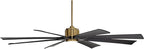 Possini Euro Design 70" Defender Modern Outdoor Ceiling Fan with LED Light Remote Control Soft Brass Matte Black Damp Rated for Patio Exterior House Home Porch Gazebo Garage Barn