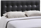 Hawthorne Collections Contemporary Tufted Button Faux Leather Upholstered Queen Headboard in Black