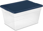 Sterilite 16-Pack Storage Box, Plastic Container Bins with Lids, 56 Quart, Marine Blue - Heavy-Duty Organizing Containers for Closet, Bathroom, and Office