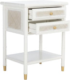 Safavieh Home Collection Ahab White/Gold 2-Drawer 1-Shelf Accent Table (Fully Assembled) ACC6606B