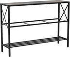 Hoctieon Industrial Console Table, 3 Tier Entryway Table, Hallway Table, Narrow Sofa Table with Shelves, Entrance Table for Entryway, Rustic Brown&Black