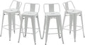 HAOBO Home Modern Industrial Metal Stool [Set of 4] for Indoor/Outdoor Dining Chair (26", Low Back White)