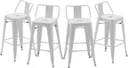HAOBO Home Modern Industrial Metal Stool [Set of 4] for Indoor/Outdoor Dining Chair (26", Low Back White)