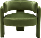 Set of 2 Accent Chairs with Arms, Upholstered Barrel Armchair with Curved Back, Comfy Single Side Chair for Reading, Living Room, Home Office, Green