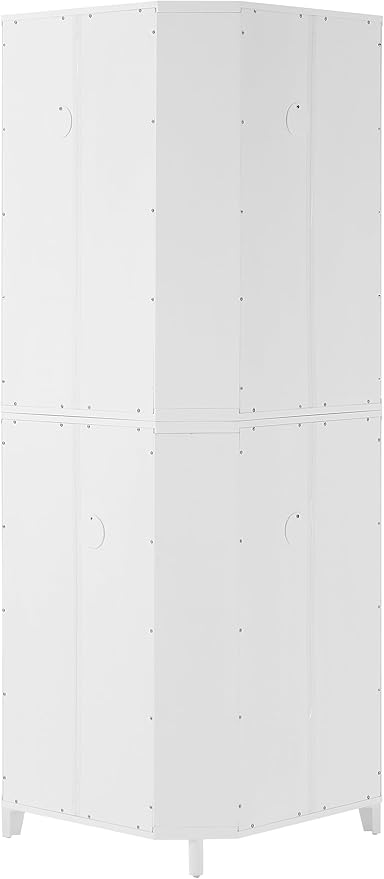 Crosley Furniture Roarke Corner Kitchen Storage Pantry Cabinet with Shelves, Kitchen, Dining, Laundry Room, White