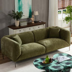 83" Mid-Century Modern Couch, Breathable Fabric Couch with Upholstered Cushions/Pillows, 3-Seat Sofas & Couches, for Living Room/Bedroom/Lobby/officee (Green)
