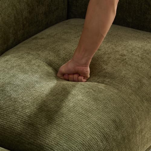 83" Mid-Century Modern Couch, Breathable Fabric Couch with Upholstered Cushions/Pillows, 3-Seat Sofas & Couches, for Living Room/Bedroom/Lobby/officee (Green)