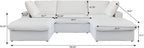 WJShome 118.02" Cloud Couch,Modular Sectional Sofa with 2 Storage Ottomans, U Shaped Down Filled Convertible Couch for Living Room Sets,Sofa Cover Washable & Replaceable(White)