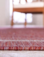 Unique Loom Outdoor Border Collection Area Rug - Soft Border (2' x 8' Runner, Rust Red/ Ivory)