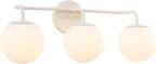 JONATHAN Y JYL3536C Louis Parisian Globe 25" 3-Light Metal/Frosted Glass Modern Contemporary LED Vanity Light Midcentury, Glam, Transitional, Bathroom, Powder Room, Dressing Room, Bedroom, Almond