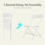 Folding Chairs 50 Pack,White Plastic Folding Chair for Outdoor Use,Heavy Duty 350lb Capacity Portable Event Chairs with Steel Frame,Wedding,Party,Office,Dining (No Assembly Required)