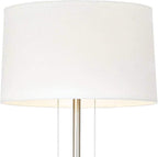 Possini Euro Design Simplicity Modern Minimalist Floor Standing Lamp 59" Tall Brushed Nickel Silver Metal Off White Tapered Drum Shade Decor for Living Room Reading House Bedroom Home