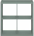 Furinno Cubicle Book Shelf, 4-Cube Thick Frame Bookshelf, Reversible Bookcase with Open Back, 14.6" x 30" x 30", for Living Room, Bedroom, Home Office, Sage Green