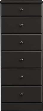 Prepac Astrid Tall Black Dresser for Bedroom: 16.5"D x 19.75"W x 50"H, 6-Drawer Chest for Bedroom by Prepac - Perfect Chest of Drawers for Ample Storage in Narrow Spaces