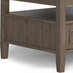 SIMPLIHOME Lev Lift Top Coffee Table - 48 inch Wide Solid Wood Rectangle Living Room Table in Smoky Brown, Transitional Cocktail Table for Family Room with Hidden Storage and Open Shelf