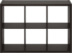 Furinno CUBICLE Book Shelf, 6-Cube Thick Frame Bookshelf, Horizontally & Vertically Reversible Bookcase with Open Back, 14.6 x 43.8 x 30, for Living Room, Bedroom, Home Office, Black Dark Oak