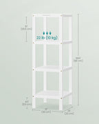 SONGMICS Bamboo Storage Shelf, 4-Tier Shelving Unit, Multifunctional, in The Entryway, Bathroom, Living Room, Balcony, Kitchen, 13 x 13 x 38.6 Inches, Cloud White UBCB054W01
