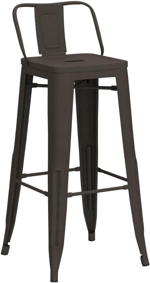 HAOBO Home 30" Low Back Metal Counter Stool Height Bar Stools [Set of 4], Bronze