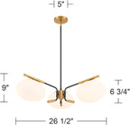 Possini Euro Design Possini Euro Gwynn 26 1/2" Black and Gold 3-Light Modern Chandelier