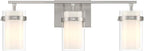 Possini Euro Design Kazran Modern Wall Light Brushed Nickel Slender Hardwire 21 1/4" 3-Light Fixture Frosted White Glass Shade for Bedroom Bathroom Bedside Vanity Living Room Mirror Hallway Dining