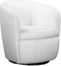 Pemberly Row Traditional All Italian Leather Swivel Club Chair in White