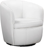 Pemberly Row Traditional All Italian Leather Swivel Club Chair in White