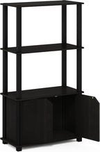 Furinno Brahms 4-Tier Multipurpose Bookcase/Bookshelf/Display Shelf/Display Rack with Door, Espresso/Black