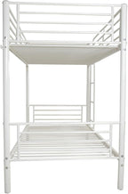 Karl Home White Bunk Bed Twin Over Twin, Metal Bunk Bed with Built-in Ladder and Safety Guardrail, Space-Saving Bunk Beds for Kids, Teens & Adults, No Box Spring