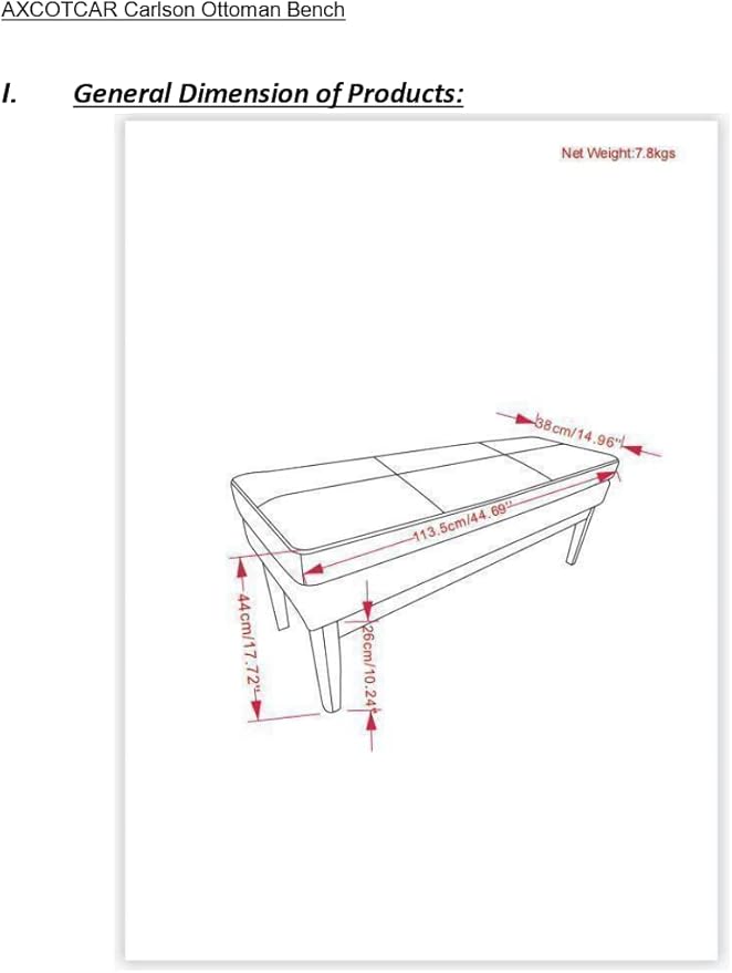 SIMPLIHOME Carlson 45-inch Wide Linen-Look Fabric Ottoman Bench in Greige with Solid Wood Frame for Living Room, Entryway, or Bedroom