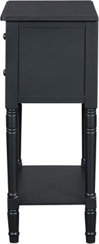 Knocbel Slim Antique Entry Console Table with 3 Drawers & Bottom Open Shelf, Solid Wood Narrow Sofa Couch Table for Entryway Hallway Living Room 23.7" W x 13" D x 31.4" H Black