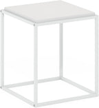 Furinno Moretti Side Table, 1-Tier Stackable Metal Frame End Table, Night Stand, Bedside Table, Toolless Assembly, for Living Room, Bedroom, Solid White