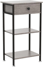 VECELO Tall End Side Table,Nightstand with Adjustable Shelf and Bin Drawer for Living Room/Bedroom/Entryway Small Spaces