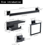 10-Piece Bathroom Hardware Set - Matte Black SUS304 Stainless Steel Wall-Mounted Towel Bar, Holder & Racks, 23.6 Inch