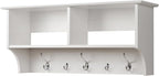 Prepac 36" Contemporary Wall Mounted Coat Rack, Coat Hooks Wall Mount with 2 Shelves, Ideal for Hallway or Entryway Storage Solution, 11.5"D x 36"W x 16.5"H, White