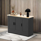 Anystyle 43.3”W Black 3 Door Buffet Cabinet, Coffee Bar with Adjustable Shelf, Kitchen Sideboard for Living Room, Kitchen